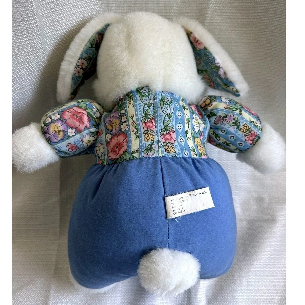 Rare Vintage 90's International Silver Co Plush Bunny Rabbit Floral Print Easter